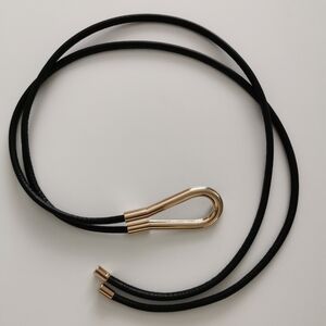 H&M Black Wrap Belt with Gold Loop Accent